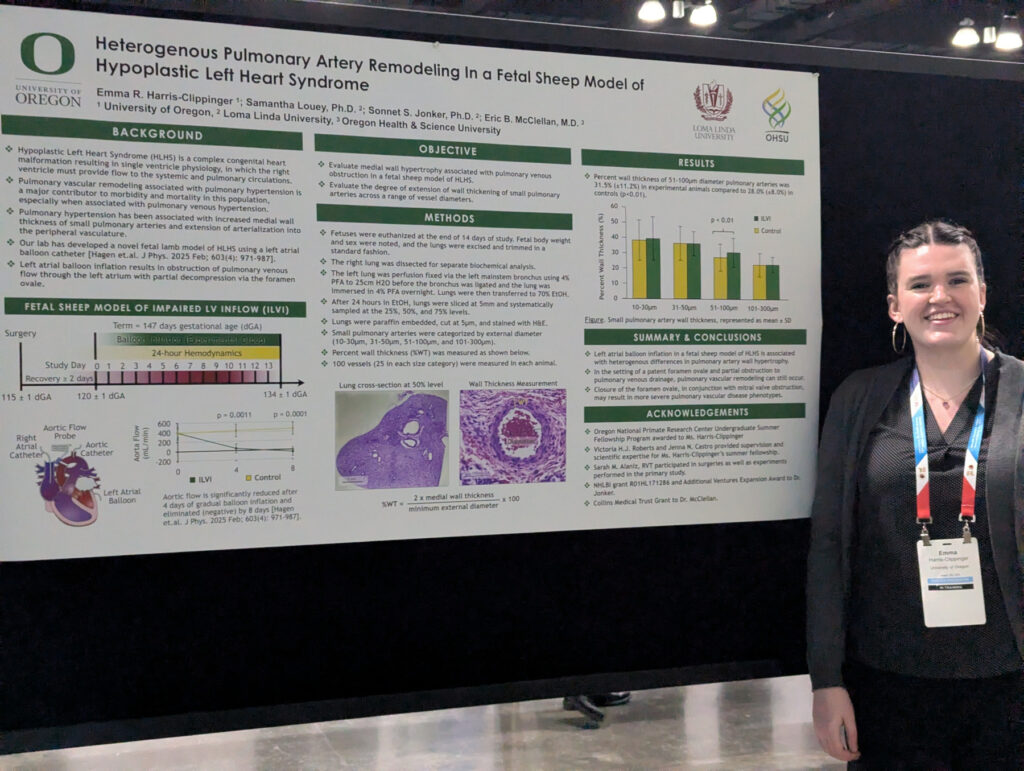 Emma Harris-Clippinger presents her poster about HLHS fetal lungs at SRI 2026.